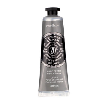 Picture of La Chatelaine 20% Shea Butter Hand Cream Travel Size, Men, Unisex, Organic Argan Oil, Moisturizing, Nourishing, Extra-Rich Hand Lotion, Made in France, Paraben Free, 1 oz / 30ml (Vetiver Cedar)
