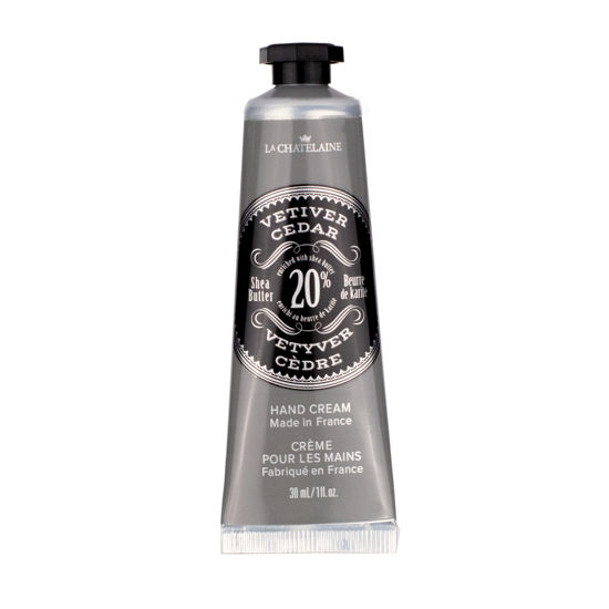 Picture of La Chatelaine 20% Shea Butter Hand Cream Travel Size, Men, Unisex, Organic Argan Oil, Moisturizing, Nourishing, Extra-Rich Hand Lotion, Made in France, Paraben Free, 1 oz / 30ml (Vetiver Cedar)