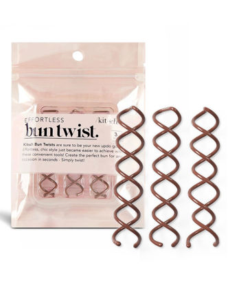Picture of Kitsch Spiral Bobby Pins for Girls and Women - Hair Bun Maker | Rounded Tips, Chip-Resistant Bun Twist Spiral Hair Pins | Secure Hold All-Day - 3Pcs, Brown