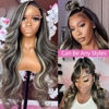 Picture of Avolo Ombre Lace Front Wig Human Hair Pre Plucked 1B/27 13x4 Body Wave Highlight Lace Front Wig Human Hair Colored Human Hair Wigs Glueless Wig 180% Density Frontal Wigs Human Hair 28 Inch