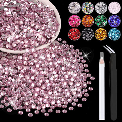Picture of 5000PCS 3mm Resin Rhinestones in Bulk (Light Pink), Bedazzling Flatback Crystals Rhinestones for Crafting DIY Nail Decoration, Gems Diomand Charms for Tumbler Shoes Clothing Fabric