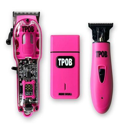 Picture of TPOB Slime 2 Candy Pink Clipper Trimmer Shaver Set Barber Hair Clippers in Matte Pink with Taper Blade