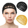 Picture of WLLHYF Wig Cap Thick Long Hair Caps Adjustable Elastic Net Anti-Slip Mesh Braided Weaving Making Crochet Sew Weave Fishnet Part Grip Headband Hat Women(Black/Yellow)