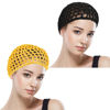 Picture of WLLHYF Wig Cap Thick Long Hair Caps Adjustable Elastic Net Anti-Slip Mesh Braided Weaving Making Crochet Sew Weave Fishnet Part Grip Headband Hat Women(Black/Yellow)