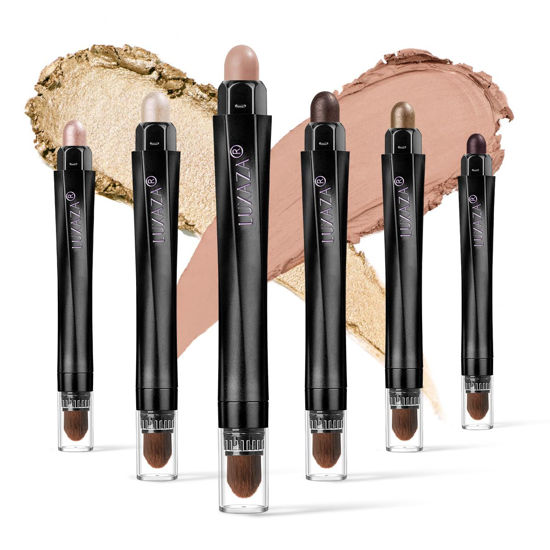 Picture of LUXAZA 6PCS Cream Eyeshadow Stick Makeup Sets, Metallic And Matte Shimmer Eye Shadow, Eye Brightener Stick Pencil Crayon Make up Set - Quartz Pink