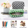 Picture of PAZIMIIK Checkered Makeup Bag for Purse Portable Zipper Make Up Pouch Small Cosmetic Case for Travel Accessories (Green)