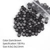 Picture of Vlasy 100Pcs 4mm Silicone Lined Micro Ring Beads for Hair Extensions 5Colors Apply (100Pcs Dark Brown)