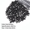Picture of Vlasy 200Pcs 4mm Silicone Lined Micro Ring Beads for Hair Extensions 5Colors Apply (200Pcs Dark Brown)