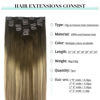 Picture of DOORES Hair Extensions Real Human Hair, Balayage Walnut Brown to Ash Brown and Bleach Blonde 120g 7pcs 18 Inch Remy Hair Extensions Clip in Human Hair Extensions Real Natural Hair Extensions Straight
