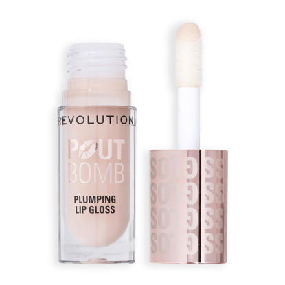 Picture of Revolution Beauty, Pout Bomb Plumping Lip Gloss, High-Shine for Glossy, Fuller & Plump Lips with Hyaluronic Acid & Peptides, Vegan & Cruelty-Free, Sheer Milky Nude, 0.15 Fl Oz