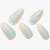 Picture of GLAMERMAID Chrome Press On Nails Medium Almond- White Handmade Metal Gel Fake Nails Stiletto, Glitter Glazed Donut False Nail Oval, Glossy Natural Reusable Acrylic Stick Glue on Nails Kit for Women