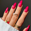 Picture of GLAMERMAID Jelly Press on Nails Almond - Handmade Gel Nails Series | Hot Pink Fake Nails Medium Short Length Solid Red Acrylic False Nail Kits Stick Glue on Nails Sets Reusable Full Cover for Women