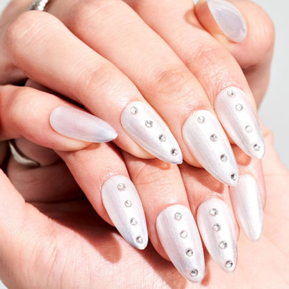 Picture of GLAMERMAID Press on Nails Almond Short,Handmsde White Pearl False Nails with Design,24 Pcs Glue on Nails for Wedding,Reusable Acrylic Stick on Nails Tips for Women Girl Gift