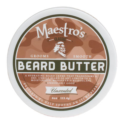 Picture of Maestro’s Classic BEARD BUTTER | Anti-Itch, Extra Soothing, Hydrating Beard Creme For All Beard Types & Lengths- Unscented, 4 Ounce