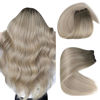 Picture of [Exclusive] Sunny Sew in Hair Extensions Ombre Blonde Sew in Hair Extensions Real Human Hair Light Ash Brown to Blonde Highlights Platinum Blonde Double Weft Remy Human Hair Extensions 100g 16inch