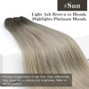 Picture of [Exclusive] Sunny Sew in Hair Extensions Ombre Blonde Sew in Hair Extensions Real Human Hair Light Ash Brown to Blonde Highlights Platinum Blonde Double Weft Remy Human Hair Extensions 100g 16inch