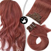 Picture of [CLEARANCE] Clip in Human Hair Extensions Rose Gold Hair Extensions 22inch Clip in Hair Extensions Real Human Hair 7Pieces 120Grams Full Head Long Straight Hair Extensions