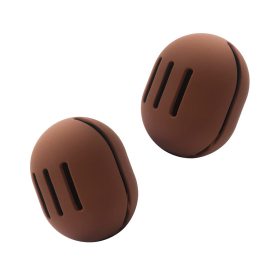 Picture of FERYES 2 PCS Makeup Sponge Holder - Shatterproof Eco-Friendly Silicone Beauty Make Up Blender Case for Travel - Brown