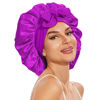 Picture of Large Silk Bonnet for Sleeping, Satin Bonnet Hair Bonnet for Sleeping for Women Men with Tie Band Hair Wrap Shower Cap