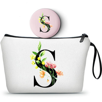 Picture of Gifts for Women Birthday Unique, Makeup Bag, Gifts for Mom Birthday, Bride to be Gifts,Bridal Shower Gift, Womens Gifts for Birthday, Initial Gifts for Women,Cosmetic Bag with Mirror,Christmas Gifts,S