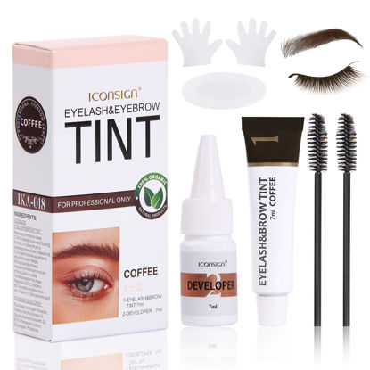 Picture of 2 in 1 Purely Natural Eyebrow Tint, Professional Eyelash & Eyebrow Tinting Kit, Instant Eyebrow Dye Lasting for 4-6 Weeks, DIY Brow Tint for Salon and Home Use (Coffee/Dark Brown)