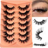 Picture of Yasnai Cat Eye Lashes False Eyelashes Volume 18mm Strip Lashes Wispy Fake Lashes Natural Eyelashes 7 Pairs Pack 9D
