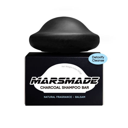 Picture of MARS MADE Charcoal Shampoo Bar 2.0 - Hydrating & Moisturizing Natural Hair Soap Bar Shampoo for Excess Oil Build-Up & Scalp Nourishment - Bathing Soap Solid Shampoo for All Hair Types (120g, 4.23oz)