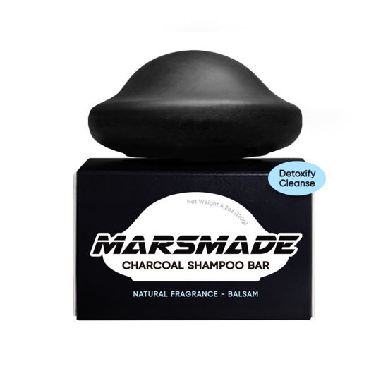 Picture of MARS MADE Charcoal Shampoo Bar 2.0 - Hydrating & Moisturizing Natural Hair Soap Bar Shampoo for Excess Oil Build-Up & Scalp Nourishment - Bathing Soap Solid Shampoo for All Hair Types (120g, 4.23oz)