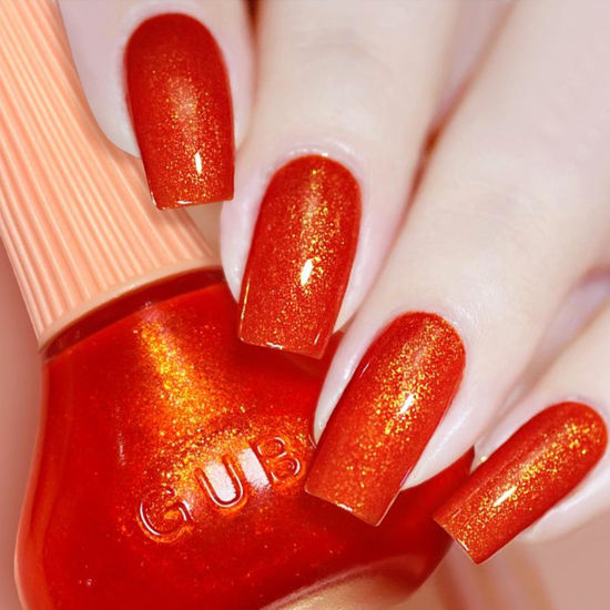 Picture of COSMOO Gold Red Shimmer Nail Polish, 12ml Quick Dry Nail Lacquer for Nail Art Varnish, 0.41 fl oz