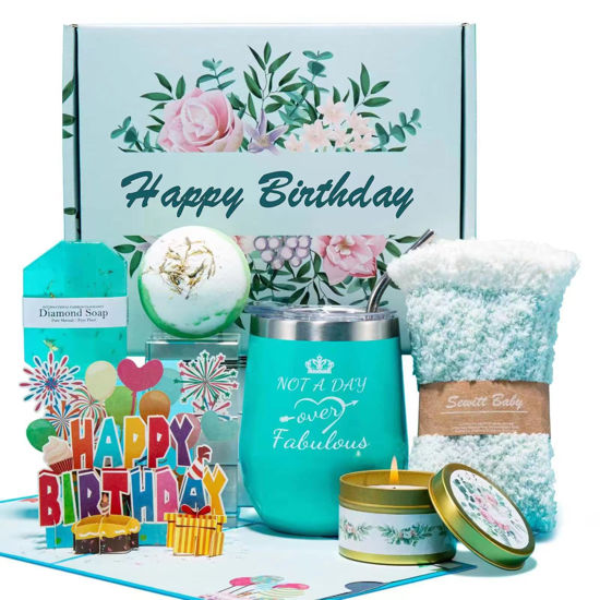 Picture of Happy Birthday Gifts for Women,Bath Relaxing Spa Gift Basket for Her, Mom, Sister, Female Friends, Daughter,Unique Wine Gift Set Idea for Women Who Have Everything
