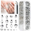 Picture of qiipii 2052 Crystal White Nail Art Rhinestones Crystal Clear Nail Charms 72 Multi Shapes Crystal Flatback Rhinestones Big Gems +1980 Round Beads K9 Glass Stones Diamonds Jewels for Nails Face Makeup
