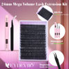 Picture of EYDEVRO Fluffy Lash Clusters Kit 14-24mm Long Lash Extension Kit 280 Pcs Eyelash Extension Kit Individual Lashes Kit Mega Volume Lash Clusters with Waterproof Lash Bond and Seal and Lash Tweezers