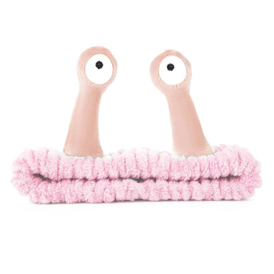 Picture of Face Wash Headband, Palm and Snail Spa Hair Bands Makeup Headbands Women Cartoon Cute Coral Fleece Elastic Headband Creative Hair Accessories for Washing Face Shower Sports (Light pink)