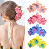 Picture of 4PCS Plumeria Hair Clips for Thick Hair - Large Hawaiian Claw Clips with Strong Hold and Non-Slip Grip (Colorful)