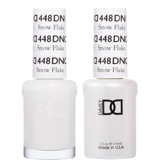 Picture of DND Gel Polish Set, White Collection, UV/LED Gel Polish and Air Dry Nail Lacquer, Matching Chip-Free Polish Duo, 448 Snow Flake, 0.5 Fl Oz