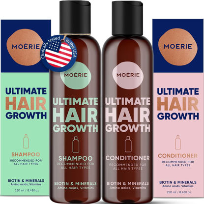Picture of Moerie Volumizing Shampoo and Conditioner for Hair Loss - Thickening Products with Ingredients of Natural Origin - Over 100 Active Ingredients for Thick, Long, Luscious Hair, 2 X 8.45 Fl Oz