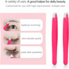 Picture of Tweezers Set, High Precision Stainless Steel Eyebrow Tweezers for Facial Hair, Inward Growing Hair and Splinter Remover Kit, Suitable for Women and Men, 4-Piece Set. (pink)