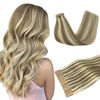Picture of DOORES Hair Extensions Tape in Human Hair, Light Brown Highlighted Medium Blonde 14 Inch 50g 20pcs, Remy Hair Straight Natural Hair Remy Straight Hair