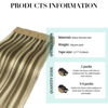 Picture of DOORES Hair Extensions Tape in Human Hair, Light Brown Highlighted Medium Blonde 14 Inch 50g 20pcs, Remy Hair Straight Natural Hair Remy Straight Hair