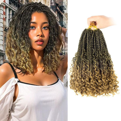 Picture of Goddess Box Braids Crochet Hair With Curly Ends 8 Inch Bohomian Box Braids Crochet Braids 8 Packs 3X Crochet Braids Synthetic Braiding Hair Extension for Black Women (8 Inch (Pack of 8), T27)………