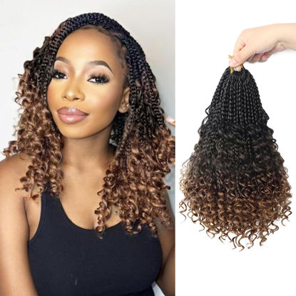 Picture of Goddess Box Braids Crochet Hair With Curly Ends 8 Inch Bohomian Box Braids Crochet Braids 8 Packs 3X Crochet Braids Synthetic Braiding Hair Extension for Black Women (8 Inch (Pack of 8), 1B-4-30)………