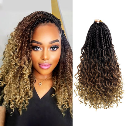 Picture of Goddess Box Braids Crochet Hair With Curly Ends 12 Inch Bohomian Box Braids Crochet Braids 8 Packs 3X Crochet Braids Synthetic Braiding Hair Extension for Black Women (12 Inch (Pack of 8), 4-30-27)……