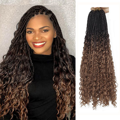 Picture of Goddess Box Braids Crochet Hair With Curly Ends 18 Inch Bohomian Box Braids Crochet Braids 8 Packs 3X Crochet Braids Synthetic Braiding Hair Extension for Black Women (18 Inch (Pack of 8), 4-30)……