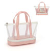 Picture of Small Multi-Functional Makeup Bag for Teens and Women Cute Cosmetic Case with Zipper Pouch/Double Handle for Travel Daily Use Multi-Scene Storage - Perfect Christmas or Birthday Gift for Girls - Pink
