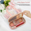 Picture of Small Multi-Functional Makeup Bag for Teens and Women Cute Cosmetic Case with Zipper Pouch/Double Handle for Travel Daily Use Multi-Scene Storage - Perfect Christmas or Birthday Gift for Girls - Pink