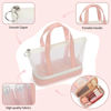 Picture of Small Multi-Functional Makeup Bag for Teens and Women Cute Cosmetic Case with Zipper Pouch/Double Handle for Travel Daily Use Multi-Scene Storage - Perfect Christmas or Birthday Gift for Girls - Pink
