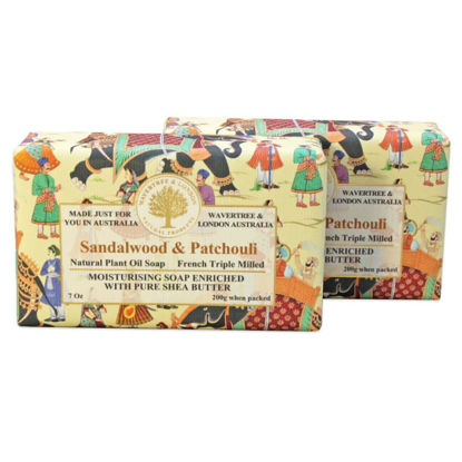 Picture of Wavertree & London Sandalwood & Patchouli Scented Natural Soap (2 Bars), 7oz Moisturizing French Triple Milled Soap Bars enriched with shea butter - Pure Plant Oil Bath & Body Soap for All Skin Types