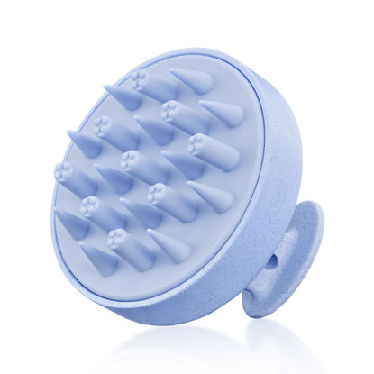 Picture of HEETA Hair Scalp Massager for Hair Growth, Shampoo Brush, Scalp Exfoliator with Soft Silicone Bristles, Scalp Scrubber for Dandruff Removal to Relieve Stress, Wet Dry Hair, Updated Material, Blue