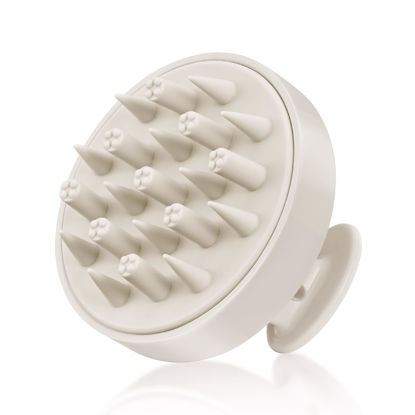 Picture of HEETA Hair Scalp Massager Brush, Updated Hair Shampoo Brush, Wet & Dry Scalp Exfoliator with Soft Silicone Bristles, Head Massager Washing Hair Care Tool for Women Men Kid, Bright Beige