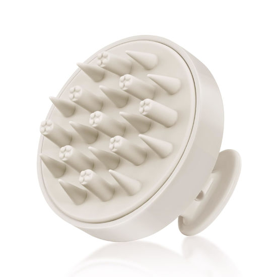Picture of HEETA Hair Scalp Massager Brush, Updated Hair Shampoo Brush, Wet & Dry Scalp Exfoliator with Soft Silicone Bristles, Head Massager Washing Hair Care Tool for Women Men Kid, Bright Beige